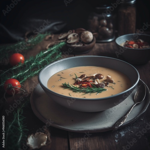 Wallpaper Mural Creamy Mushroom Soup with Fresh Herbs – A Comforting Autumn Meal Torontodigital.ca