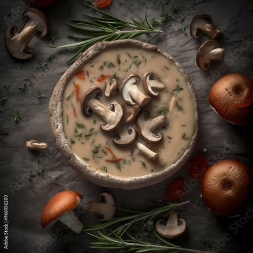 Wallpaper Mural Creamy Mushroom Soup with Fresh Herbs – A Comforting Autumn Meal Torontodigital.ca