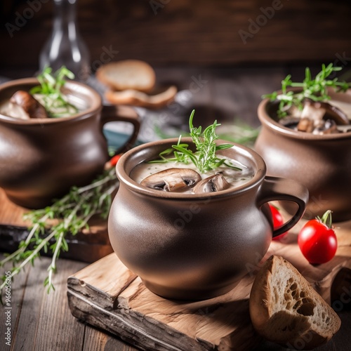 Wallpaper Mural Creamy Mushroom Soup with Fresh Herbs – A Comforting Autumn Meal Torontodigital.ca