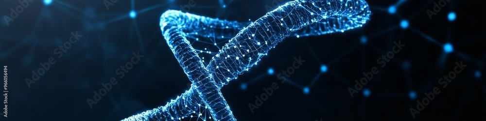 Innovative DNA Helix Intertwined with AI Elements: Cutting-edge Medical Research Visualization. Abstract Representation of Genetic Engineering and Artificial Intelligence in Healthcare. Perfect for S Innovative DNA Helix Intertwined with AI Elements: Cutting-edge Medical Research Visualization. Abstract Representation of Genetic Engineering and Artificial Intelligence in Healthcare. Perfect for S