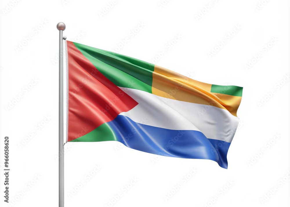 A fully customizable and layered PSD flag mockup on a white background, perfect for showcasing national or company A fully customizable and layered PSD flag mockup on a white background, perfect for showcasing national or company