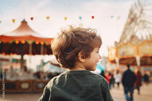 Family time children kids youth people friends spending time at season fairground amusement park, Generative AI