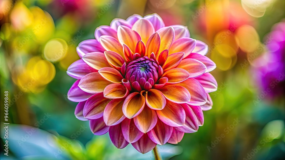 Close-Up Photograph Of A Vibrant, Blooming Flower Against A Blurred Natural Background, Showcasing Its Intricate Petals And Delicate Beauty. Close-Up Photograph Of A Vibrant, Blooming Flower Against A Blurred Natural Background, Showcasing Its Intricate Petals And Delicate Beauty.