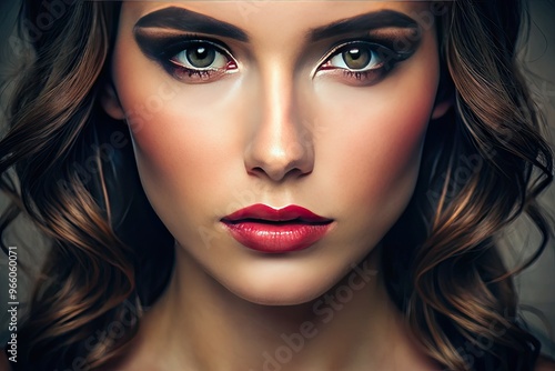 Wallpaper Mural Close-Up Portrait Of A Woman'S Face Featuring A Prominent Beauty Mark On Her Chin. Torontodigital.ca