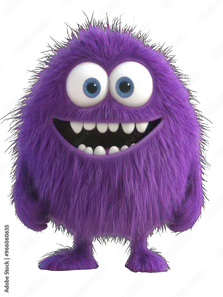A Purple Cartoon Monster With a Happy Expression Ready to Scare at Halloween Isolated on a White Background A Purple Cartoon Monster With a Happy Expression Ready to Scare at Halloween Isolated on a White Background