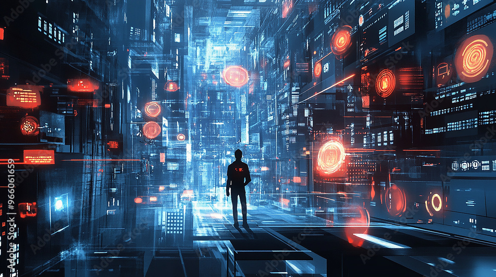 Obraz premium Cybersecurity strategies are crucial for mitigating risks and maintaining the integrity of corporate information systems 2D Illustration style: