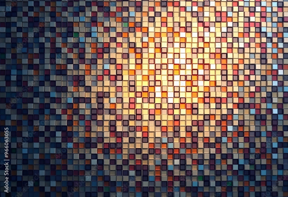 Mosaic Small tiles of digital or physical material form the imag Mosaic Small tiles of digital or physical material form the imag