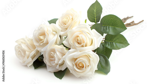 Wedding bouquet of white roses on a white background with soft focus and copy space. Banner for website header design with copy space