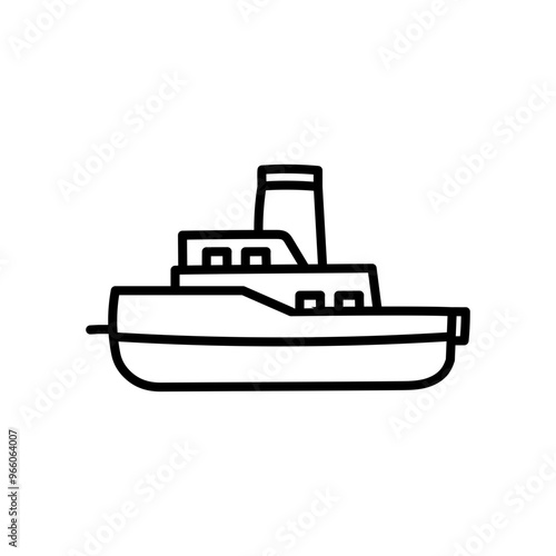 Toy Boat Outline Icon, Vector illustration