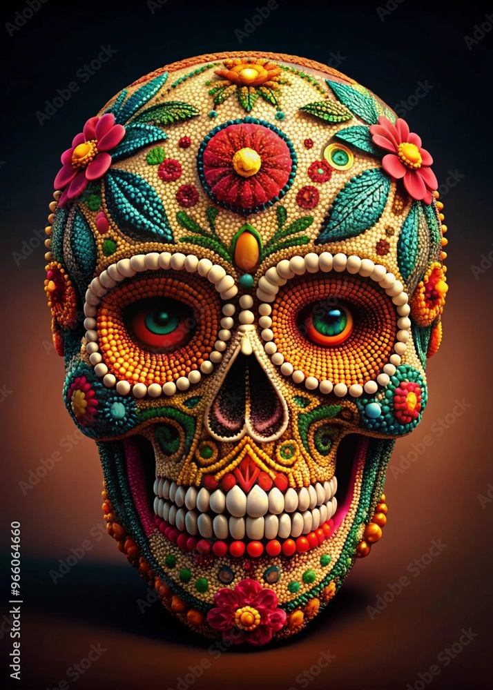 Vibrant Generative AI Created Sugar Skull Calavera for Celebrating Cultural Traditions and Festivals Vibrant Generative AI Created Sugar Skull Calavera for Celebrating Cultural Traditions and Festivals