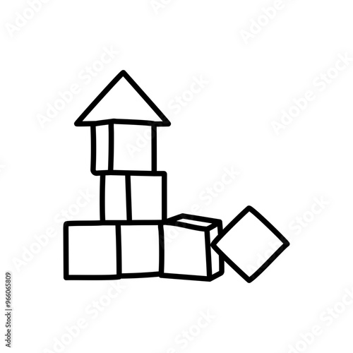 Wooden Building Blocks Outline Icon, Vector illustration