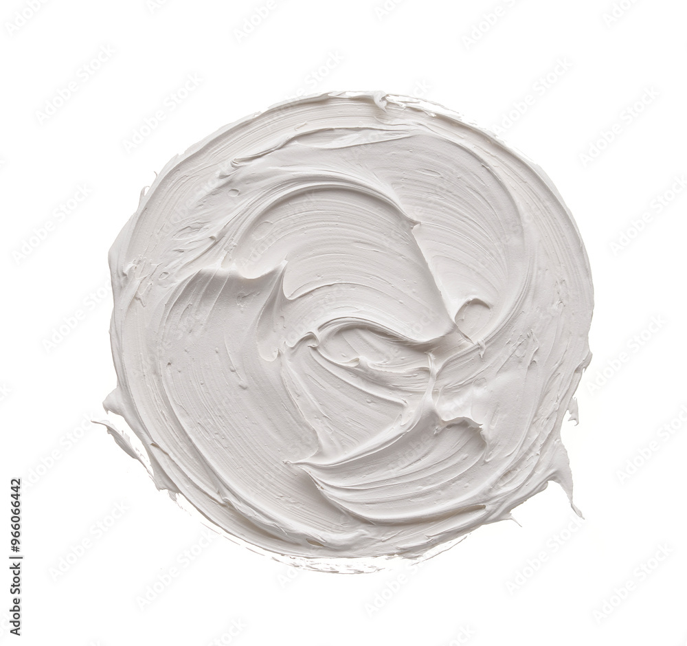 Obraz premium Impressive stroke of white acrylic paint on a clean white background. The brush is ideal for creative projects, background designs or illustrations where cleanliness and sophistication are required.
