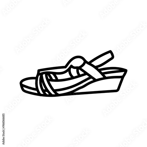 Leather Girl Shoes Outline Icon, Vector illustration