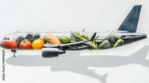 A perishable goods cold chain logistics airplane with fresh produce.