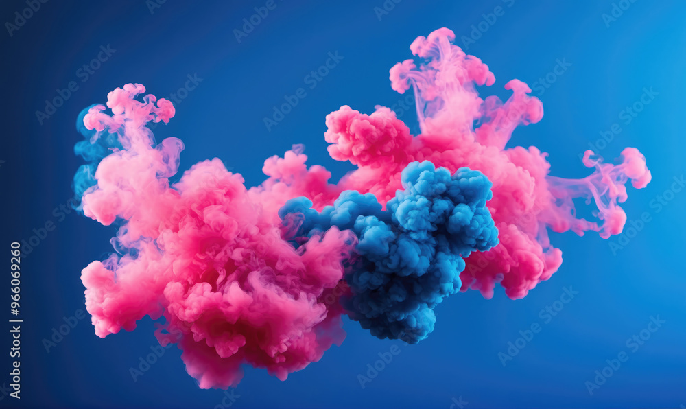 Pink and blue ink swirls against a blue background Pink and blue ink swirls against a blue background