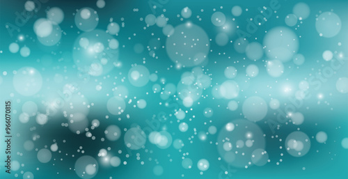 Turquoise teal gradient seamless pattern with bokeh effect. Abstract neon ocean blue bg with bubbles and blurred circles. Vector illustration with gradient mesh and overlay texture