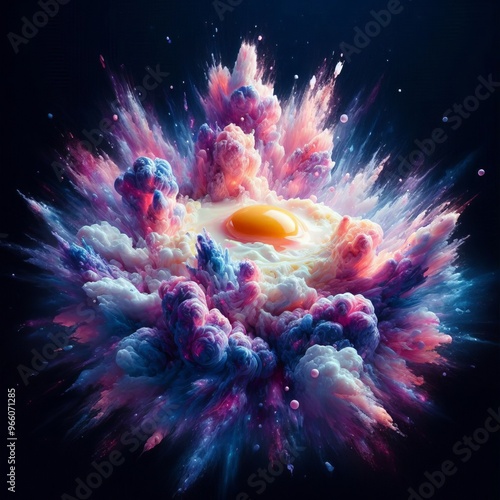  Cosmic Dance Scrambled eggs resembling a cosmic explosion with
