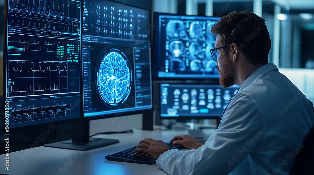 Doctor use computer AI technology support for telemedicine services, enabling high-quality healthcare delivery to patients in remote or underserved areas efficiently. Doctor use computer AI technology support for telemedicine services, enabling high-quality healthcare delivery to patients in remote or underserved areas efficiently.