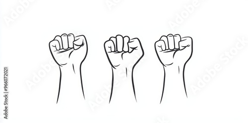 Wallpaper Mural An illustration of three strong fists raised up in protest. One line drawing modern illustration of human arms. Stop racism. Torontodigital.ca