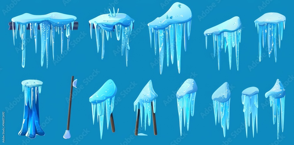 3D realistic snow caps. Snow drifts in winter design. Christmas and New Year decoration elements. 3D realistic snow caps. Snow drifts in winter design. Christmas and New Year decoration elements.