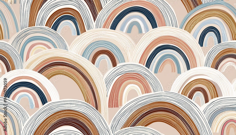 realistic Nice baby neutral bohemian rainbows seamless pattern. Trend rainbows surface. Boho rainbows for baby shower invitations, cards, nursery room, posters realistic Nice baby neutral bohemian rainbows seamless pattern. Trend rainbows surface. Boho rainbows for baby shower invitations, cards, nursery room, posters