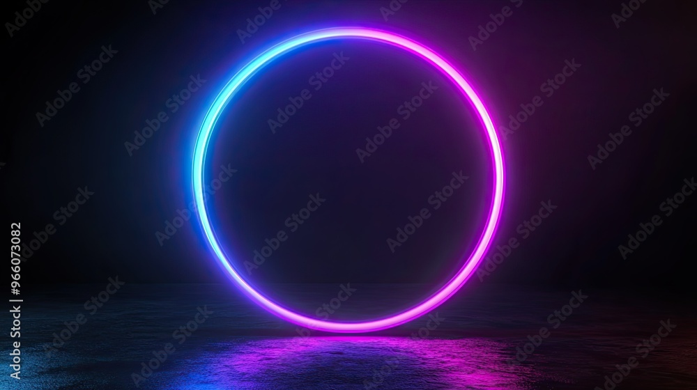 Glowing circular light frame with vibrant neon hues on a black background, creating a striking and futuristic visual, perfect for sci-fi or tech themes Glowing circular light frame with vibrant neon hues on a black background, creating a striking and futuristic visual, perfect for sci-fi or tech themes