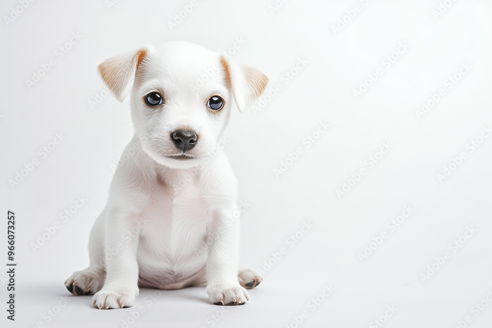 Sit posture white jack russell isolated on white background, Curious puppy model for commercial advertisement. Sit posture white jack russell isolated on white background, Curious puppy model for commercial advertisement.