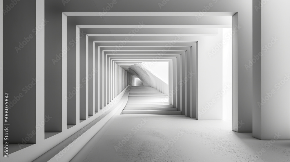 Grey Geometric Corridor, Generative AI Illustration Grey Geometric Corridor, Generative AI Illustration