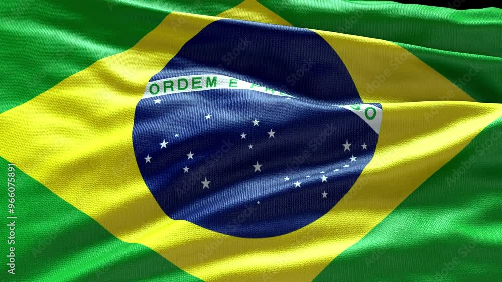4k Render Brazil Flag Video Waving In Wind Brazil Flag Wave Loop Waving