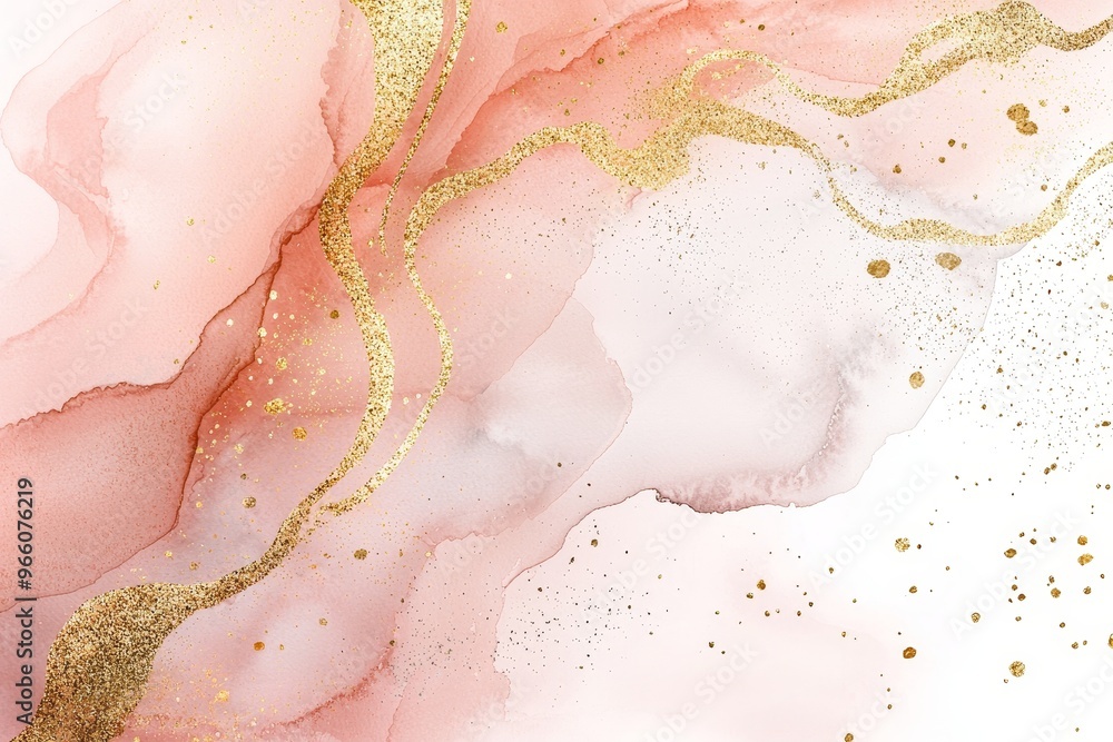 Background of pastel rose marble alcohol ink drawing effect with golden foil dust and gold stains. Abstract illustration design for wedding invitations. Background of pastel rose marble alcohol ink drawing effect with golden foil dust and gold stains. Abstract illustration design for wedding invitations.