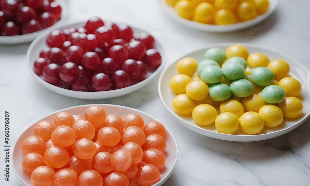 Sweet and Colorful Homemade Candies on Clean White Desk, Generative AI Sweet and Colorful Homemade Candies on Clean White Desk, Generative AI