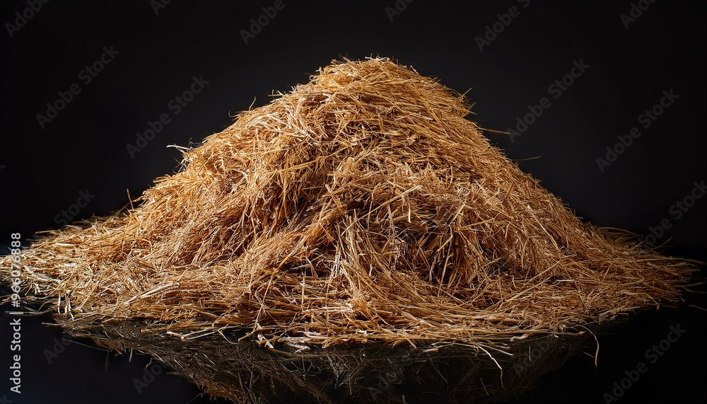 A pile of dry brown hay isolated on a black background. A pile of dry brown hay isolated on a black background.
