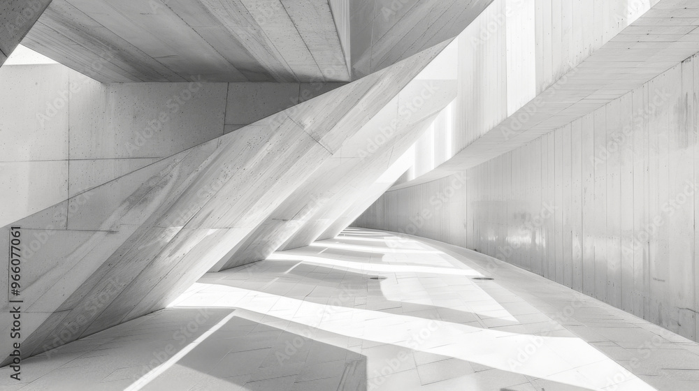 Grey Geometric Corridor, Generative AI Illustration Grey Geometric Corridor, Generative AI Illustration