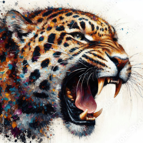 illustration painting of leopard head photo