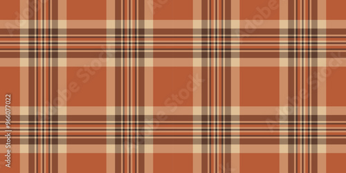 Composition seamless texture tartan, summertime plaid background vector. Nostalgia textile pattern check fabric in orange and dark colors.