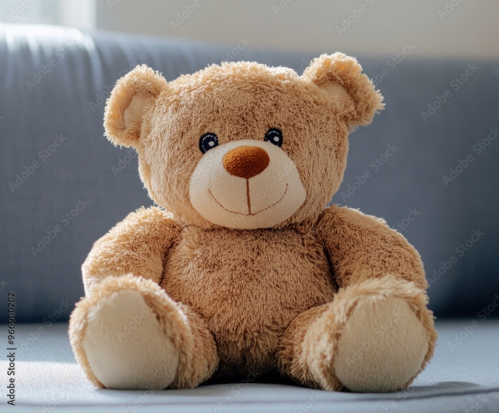Obraz premium Adorable Teddy Bear Sits on a Couch