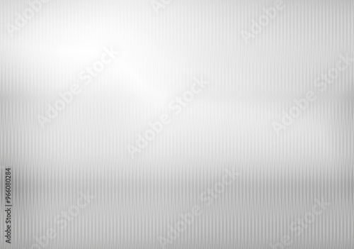 Background white ribbed glass texture. Gray frosted acrylic reeded wavy surface. Fluted door window close-up. Vector illustration.