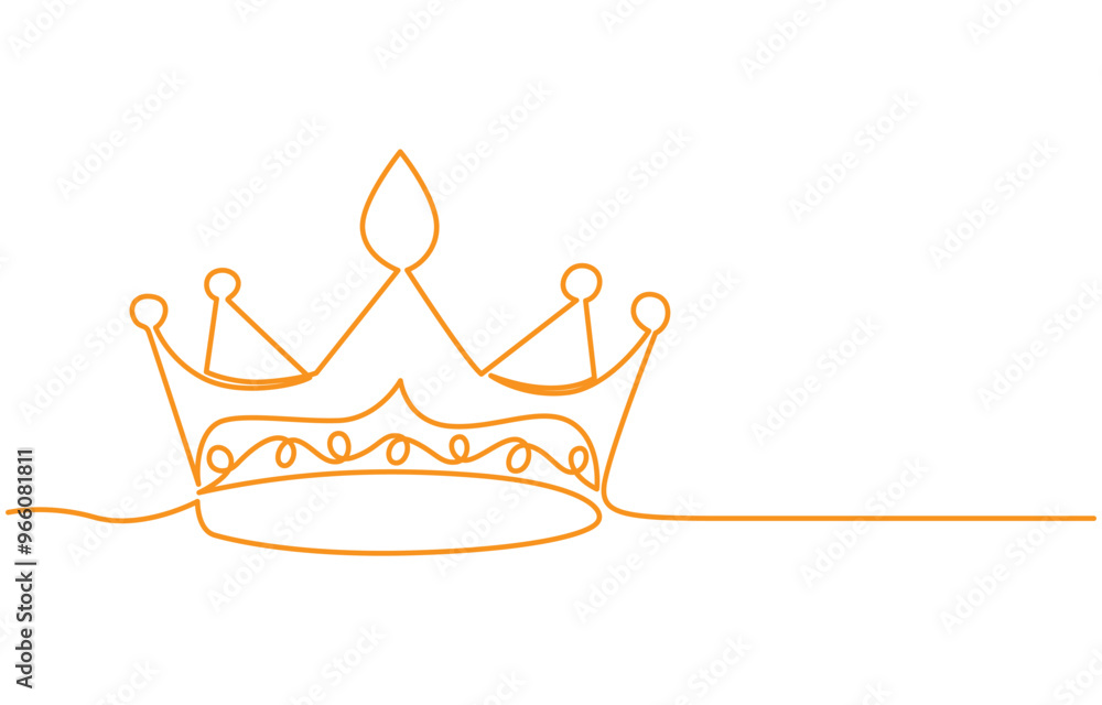 Crown of King Continuous Line Illustration, Hand Drawn Crown Icon Vector Illustration, Crown One line drawing on white background, Crown Vector Line Icon - Simple Thin Line Icon, Premium Quality