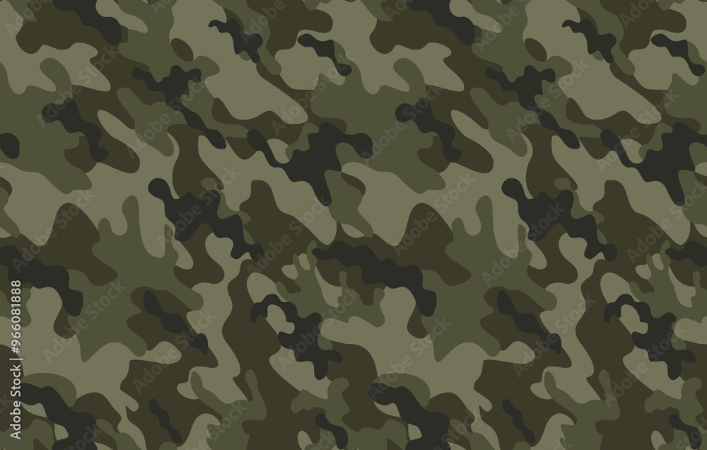 Fototapeta premium forest camouflage vector khaki pattern, seamless texture, army background for textiles