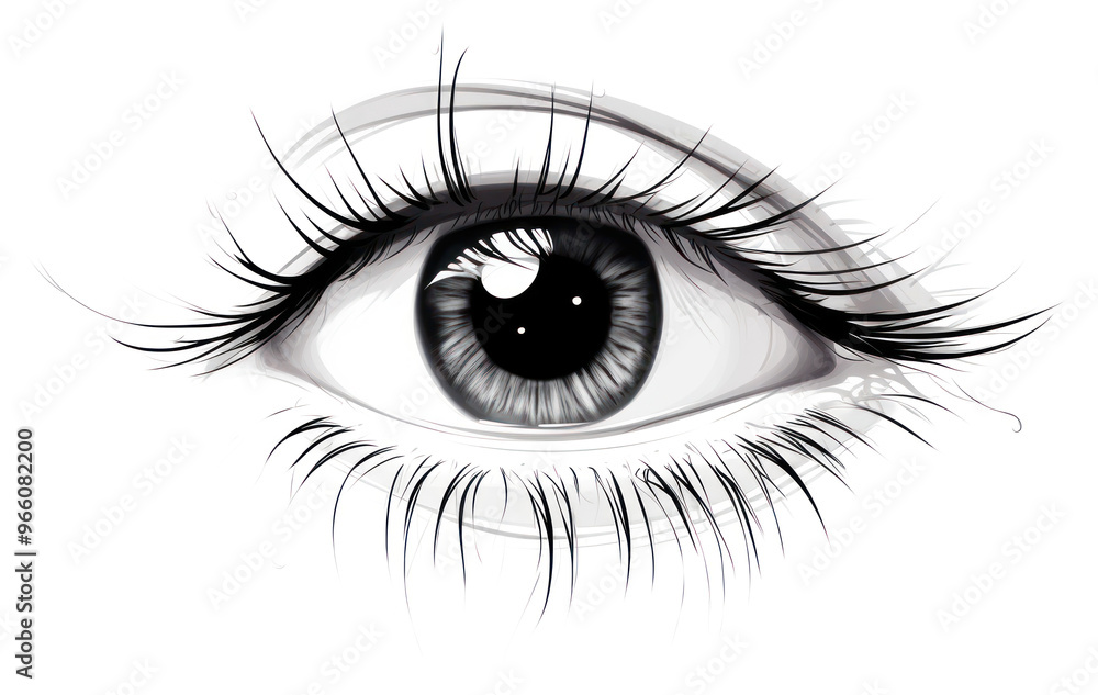 Obraz premium PNG Drawing eyelash sketch white background.