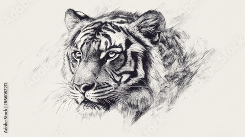 Hand-drawn effect of an animal, sketched with pencils in soft, detailed strokes. Realistic yet artistic interpretation with fine details. photo