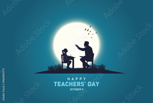 Happy Teacher's day concept vector illustration background. Creative teacher's day vector education concept.