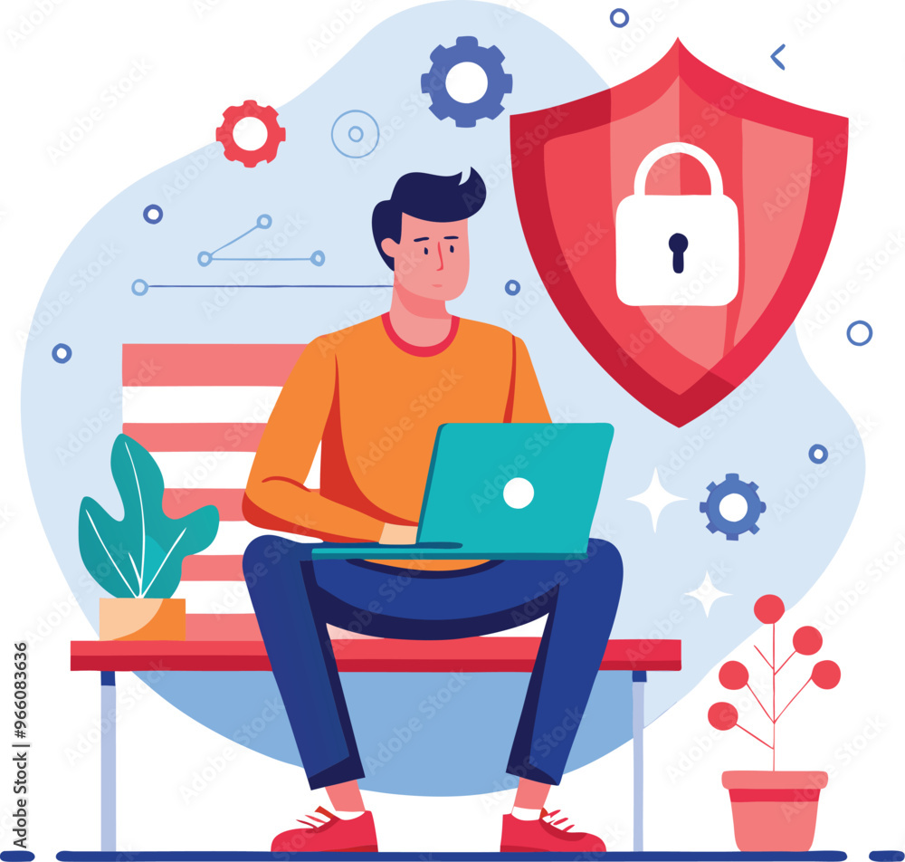 Data protection. Data security and privacy and internet security, flat vector modern illustration