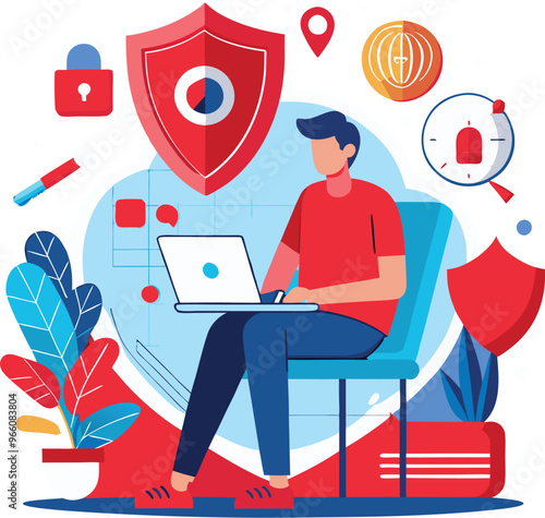 Obraz na płótnie Data protection. Data security and privacy and internet security, flat vector modern illustration w salonie