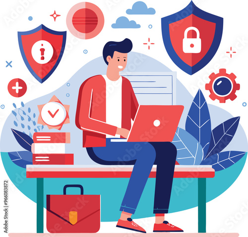Data protection. Data security and privacy and internet security, flat vector modern illustration