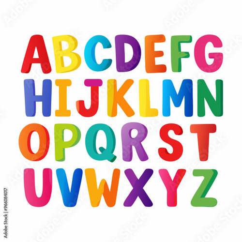 English alphabet in various vibrant colors (5)