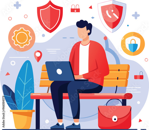 Obraz na płótnie Data protection. Data security and privacy and internet security, flat vector modern illustration w salonie