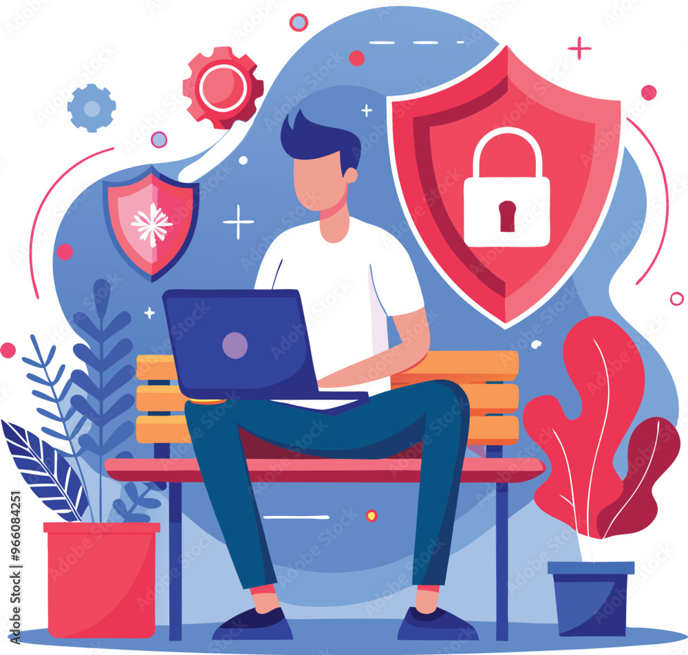 Data protection. Data security and privacy and internet security, flat vector modern illustration