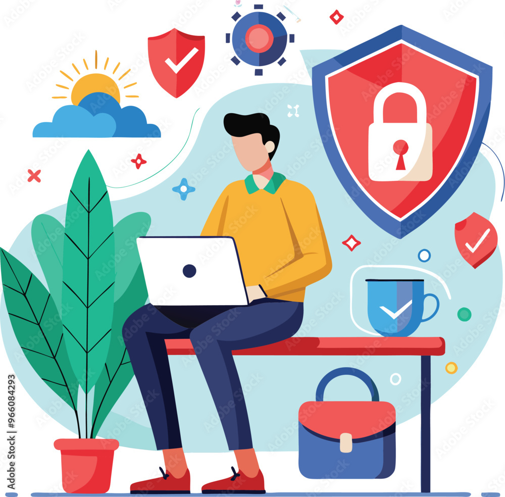 Data protection. Data security and privacy and internet security, flat vector modern illustration