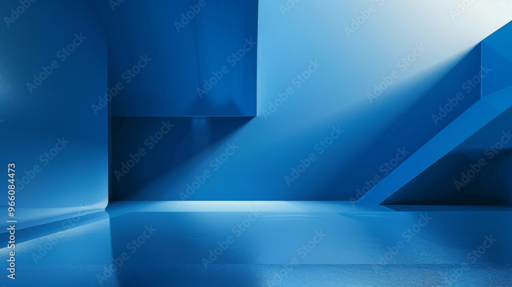 Blue Geometric Corridor, Generative AI Illustration Blue Geometric Corridor, Generative AI Illustration